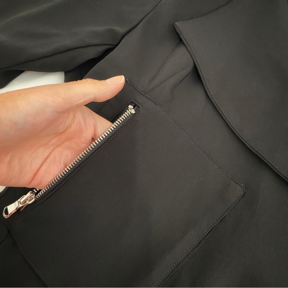 Patrizia Luca Milano Black Zipper Pocket Open Blazer Jacket, Size Large - Picture 5 of 9